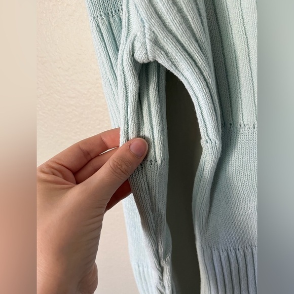 TheOpen Product Blue V Neck Ribbed Sweater Bell Sleeves Women's Size S - Picture 13 of 13